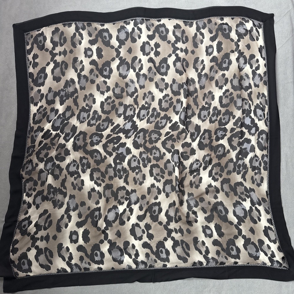 Adrienne Vittadini Silk Scarf Womens Animal Print Square Sheer Chiffon VTG